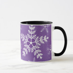 Purple and White Snowflake Pattern Mug
