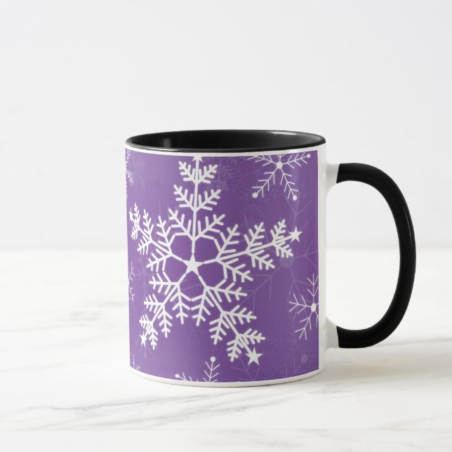 Purple and White Snowflake Pattern Mug (Right)