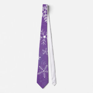 Purple and White Snowflake Pattern Tie