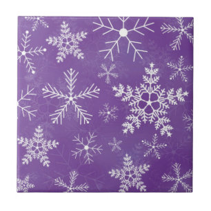 Purple and White Snowflake Pattern Tile
