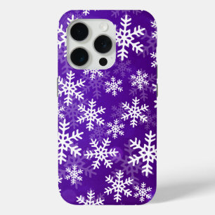 Purple and White Snowflakes iPhone 15 Pro Case