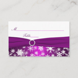 Purple and White Snowflakes Placecards