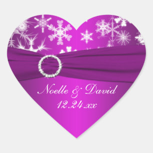Purple and White Snowflakes Wedding Sticker