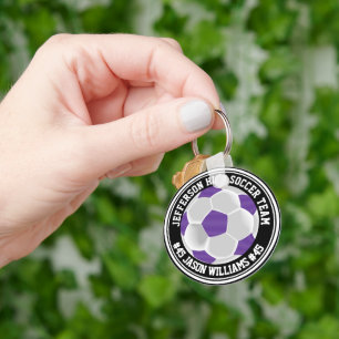 Purple and White Soccer ⚽ Keychain