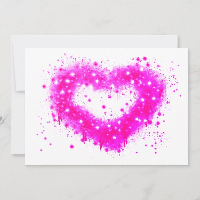 Purple  and white sparkling graffiti heart design holiday card (Front)