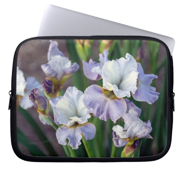 Purple and White Spring Iris Laptop Sleeve (Front)