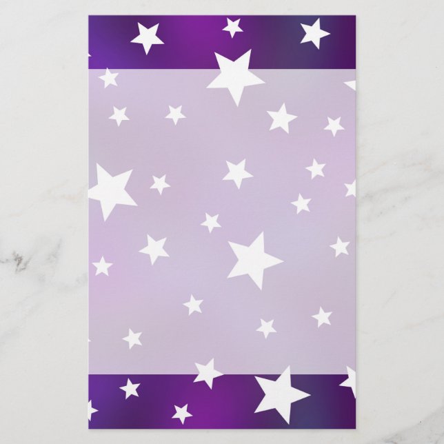 Purple and White Star Pattern Stationery (Front)