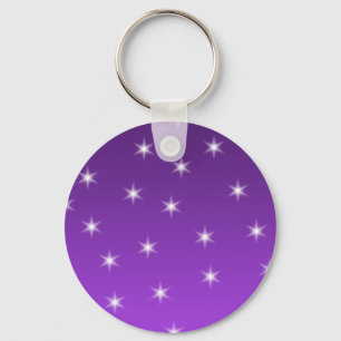 Purple and White Stars, Pattern. Keychain