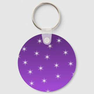Purple and White Stars, Pattern. Keychain