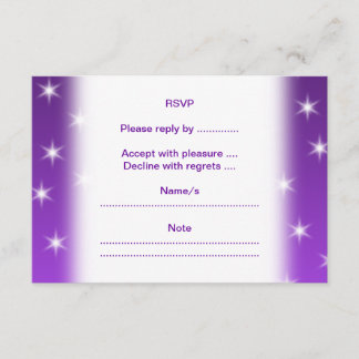 Purple and White Stars, Pattern. RSVP Card