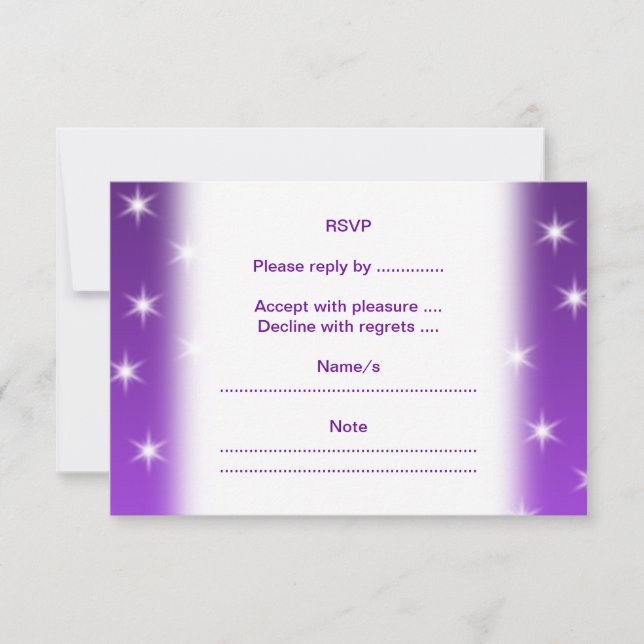 Purple and White Stars, Pattern. RSVP Card (Front)