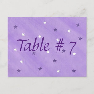 Purple and White Stars Table Number Postcards
