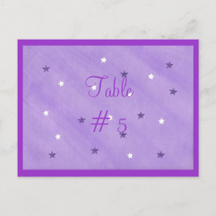 Purple and White Stars Table Number Postcards