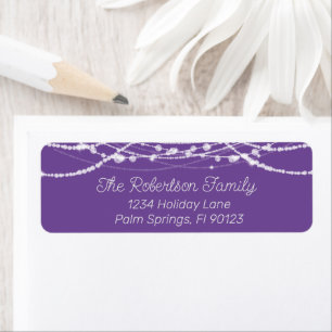Purple and White String Lights Return Address