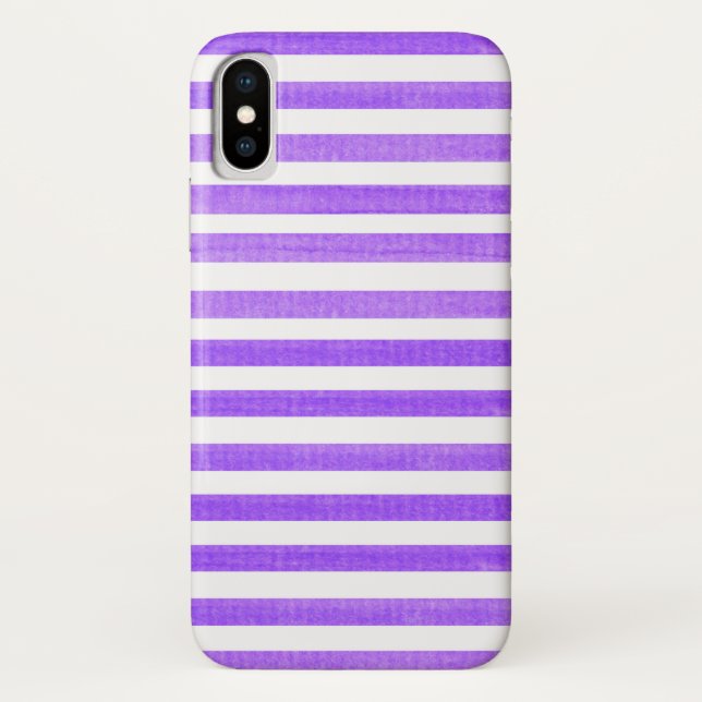 Purple and White Stripe iPhone X Case (Back)