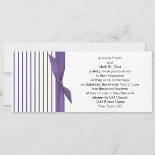 Purple and White Stripe Wedding Invitation
