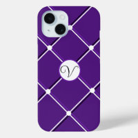 Purple and White Striped Design Fancy V Initial