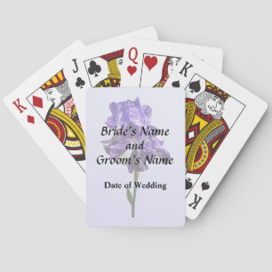 Purple and White Striped Iris Wedding Products Playing Cards