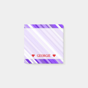 Purple and White Striped Pattern & Custom Name Post-it Notes