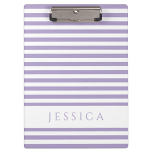 Purple And White Striped Pattern Name Clipboard