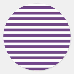 Purple and White Stripes Classic Round Sticker
