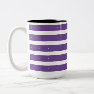 Purple and white stripes Two-Tone coffee mug