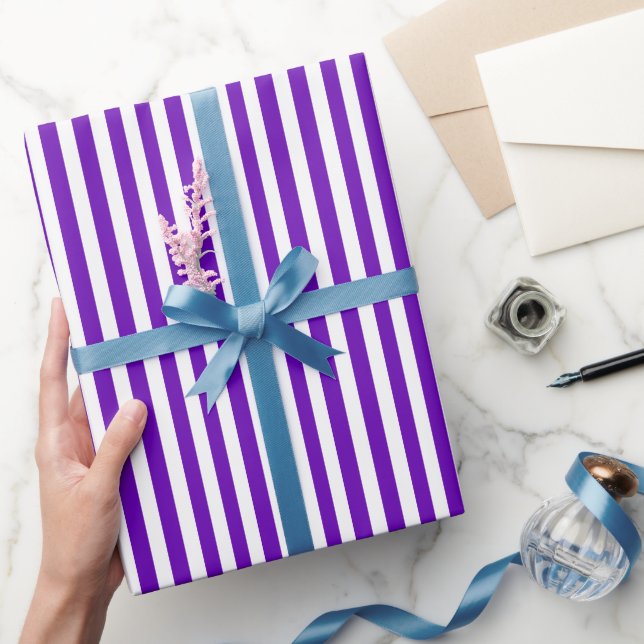 Purple and White Stripes Wrapping Paper (Gifting)