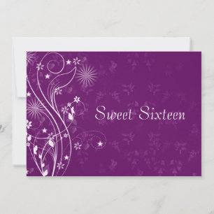 Purple and White Sweet Sixteen Invitation
