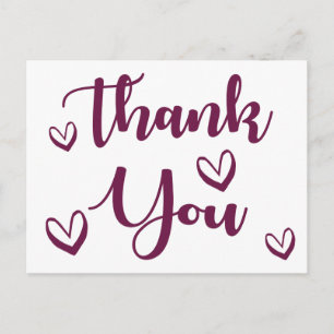 Purple and White Thank You Hearts - Wedding, Party Postcard