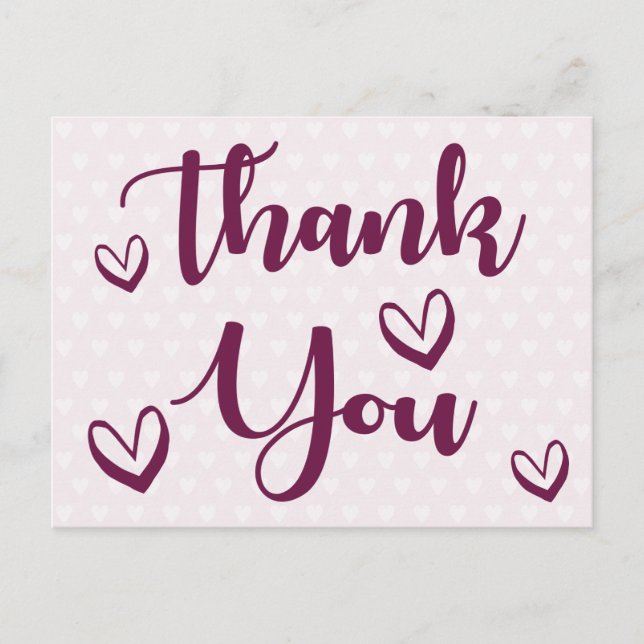Purple and White Thank You Hearts - Wedding, Party Postcard (Front)