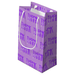 purple and white thank you small gift bag
