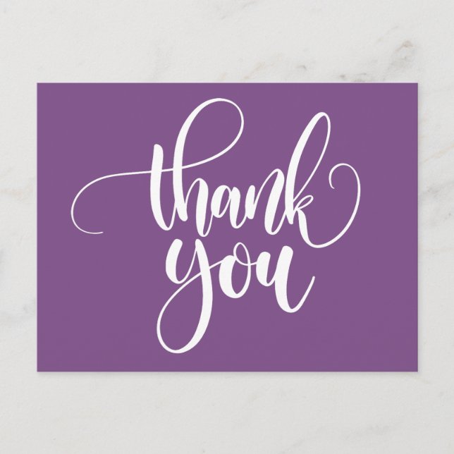 Purple and White Thank You  - Wedding Party Postcard (Front)
