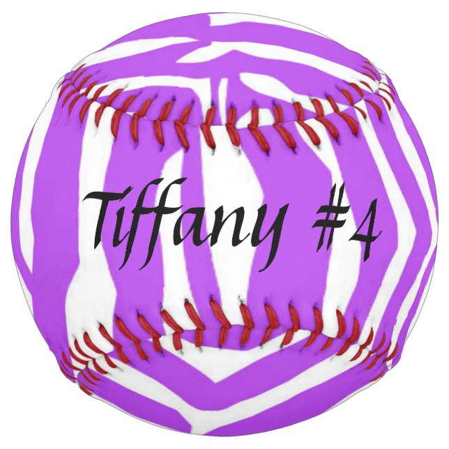 Purple and White Tiger Stripes Softball (Front)