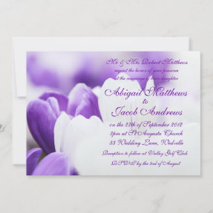 Purple And White Tulip Flowers Wedding Invitation