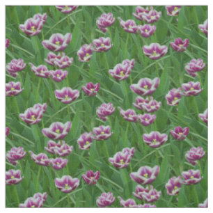 Purple and White Tulips Fabric