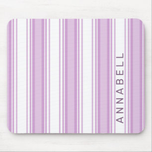 Purple and white vertical stripes custom name mouse pad