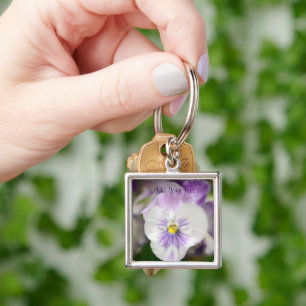 Purple and White Violas by Shirley Taylor Keychain