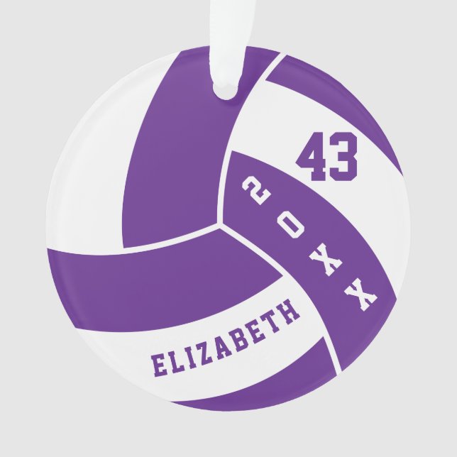 Purple and White Volleyball 4 | DIY Name Ornament (Front)