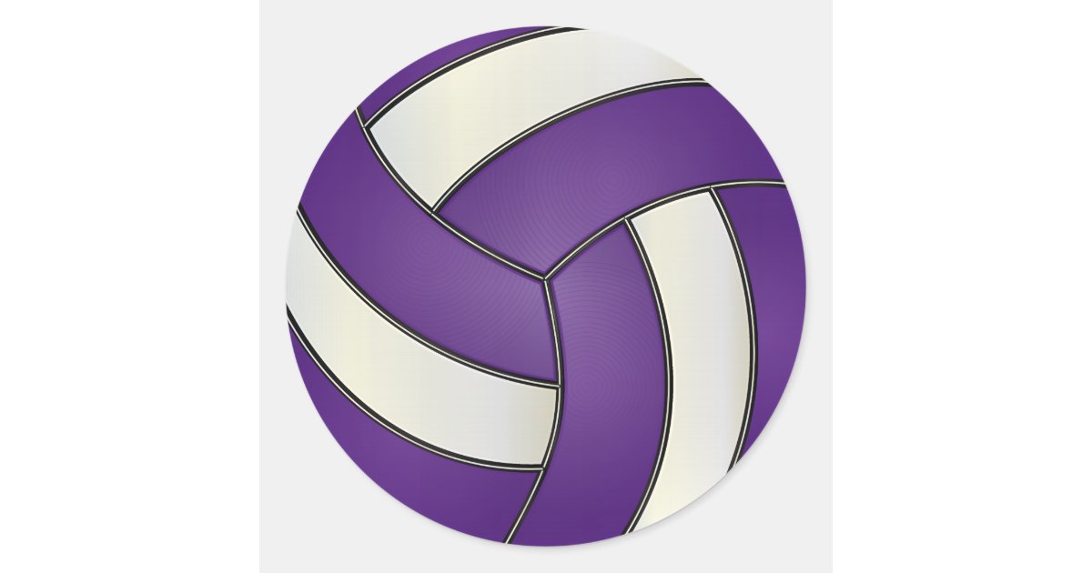 Purple and White Volleyball Classic Round Sticker | Zazzle.ca