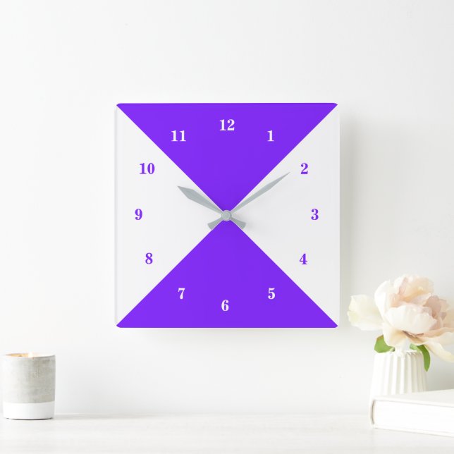Purple and White Wall Clock - Custom Colours (Home)