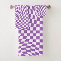 Purple and White Waved Chequered Chequerboard 