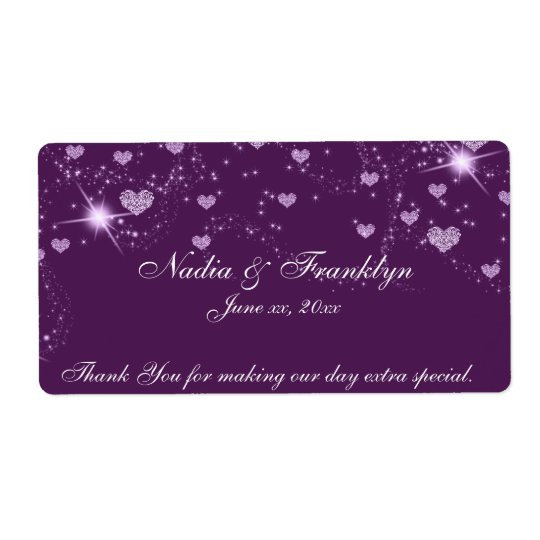 Purple and White Wedding, Thank You Wine Label Shipping Label