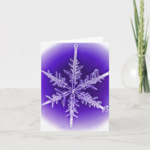 Purple and White Winter Snowflake Greeting Card