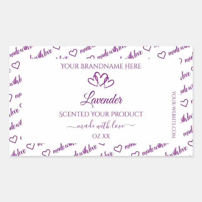 Purple and White Word Cloud Product Labels Hearts (Front)