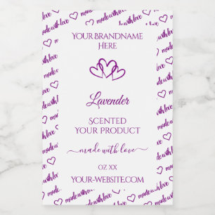 Purple and White Word Cloud Product Labels Hearts
