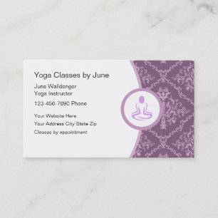 Purple And White Yoga Class Business Cards