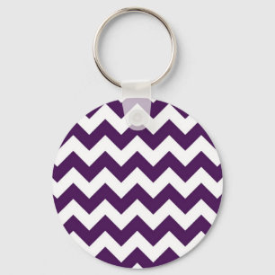 Purple and White Zigzag Keychain