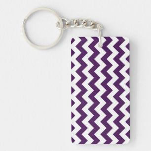 Purple and White Zigzag Keychain