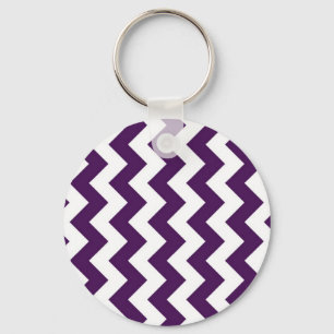 Purple and White Zigzag Keychain