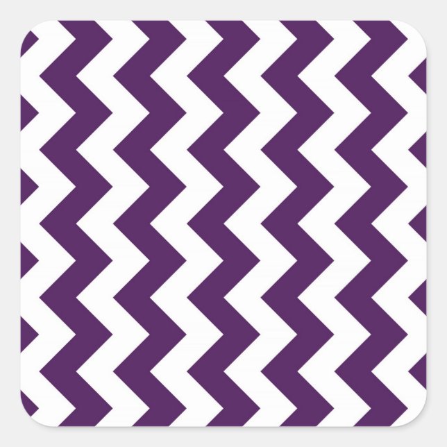 Purple and White Zigzag Square Sticker (Front)